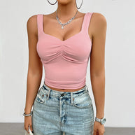 Damen Cropped Top mit Raffung und breiten Trägern WW