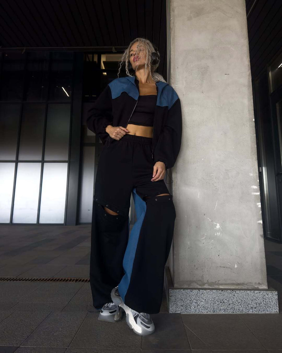 Damen sportliches Set mit modischem Farbblock-Design und lässiger Passform WW