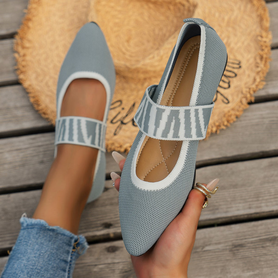 Damen Ballerinas mit elastischer Riemen WW