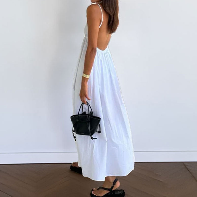 Damen Maxikleid mit tiefem Rücken und schwingendem Saum WW