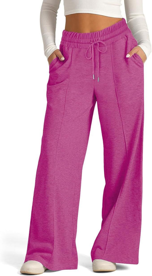 Damen Bequeme und lässige Freizeithosen mit elastischem Bund und seitlichen Taschen WW