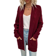 Damen Strickjacke mit tiefem V-Ausschnitt und Taschen WW