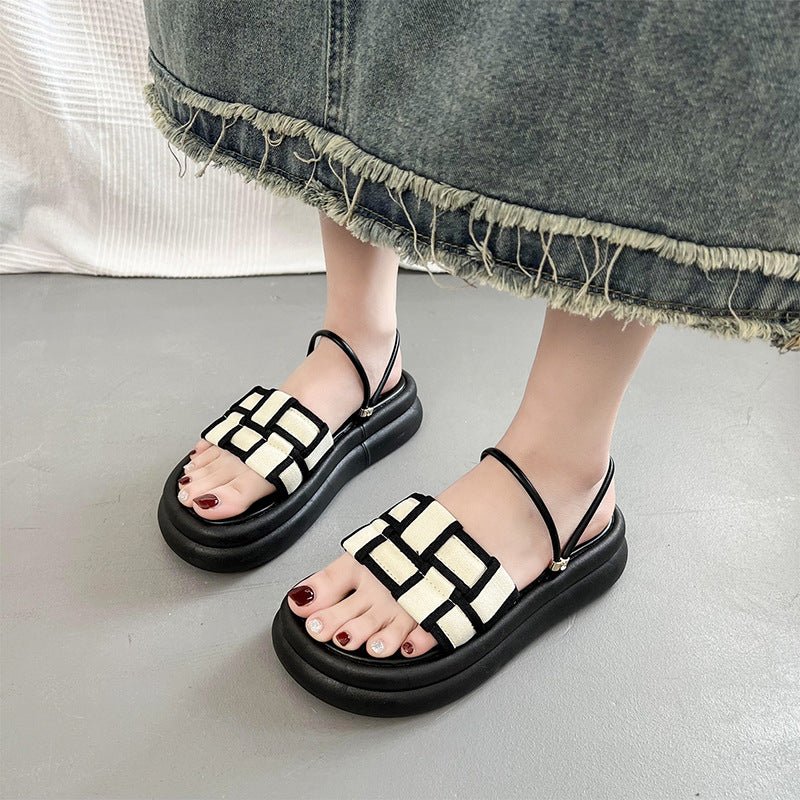 Damen Zwei-Band Gewebte Riemchensandalen WW