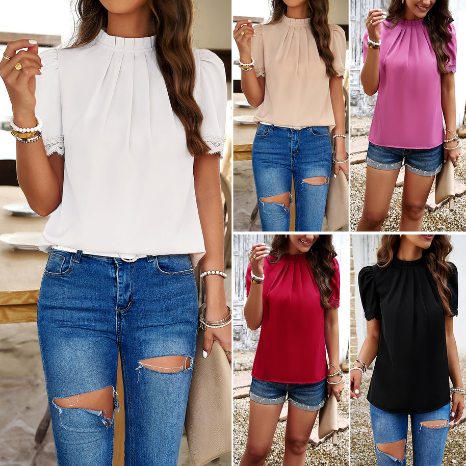 Damen Bluse mit elegante Rüschen und zurückhaltenden Falten WW