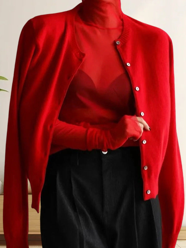 Damen Strickoberteil mit eleganter Knopfleiste und modernen Details WW