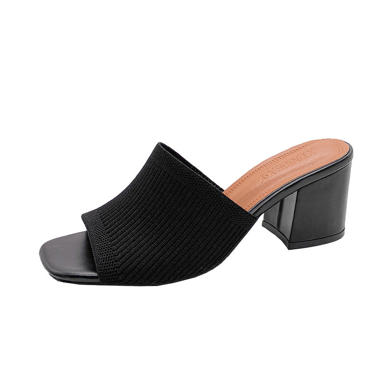 Damen Mules mit strukturiertem Obermaterial und stabilem Blockabsatz WW