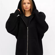 Damen Oversized Kapuzenjacke mit durchgehendem Reißverschluss und extrem bequemem Schnitt WW