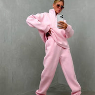 Damen Sportliche Pullover-Set mit hohem Kragen WW