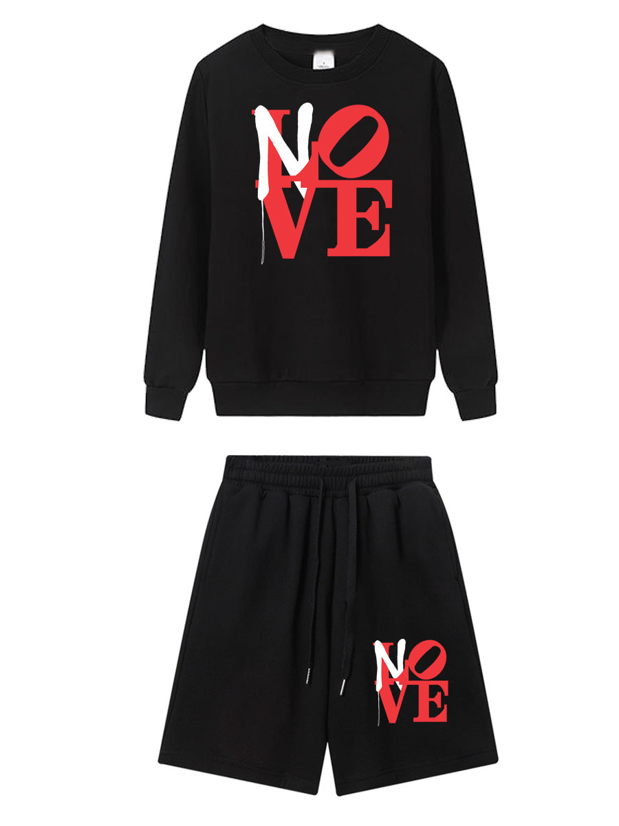Damen Sportliches Sweatshirt- und Shorts-Set mit auffälligem Druck WW