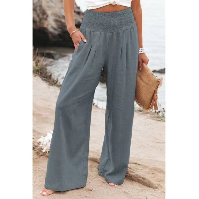WW | Baumwoll Leinen Hose Mit Hohem Bund