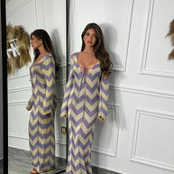 Damen Strickkleid mit Zickzack-Design und weitem Schnitt WW