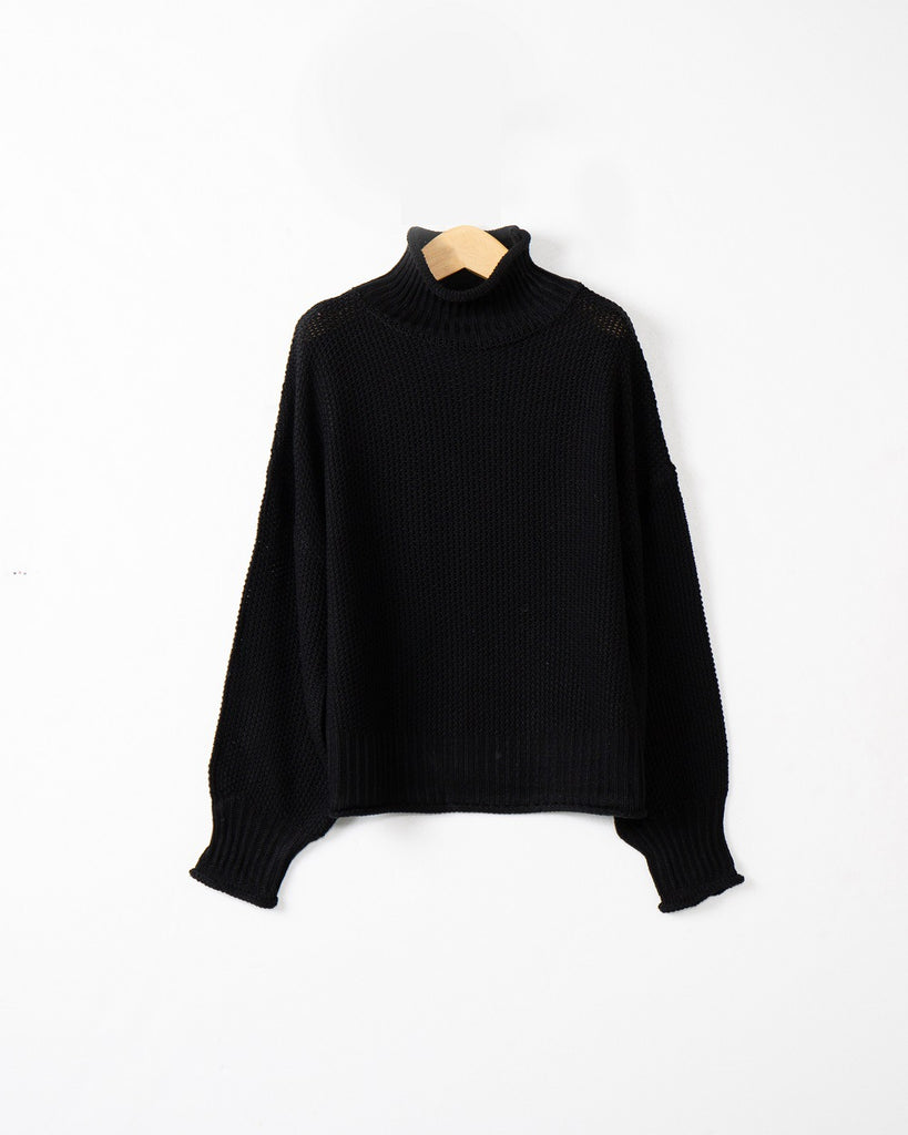 Damen modischer Pullover mit hohem Kragen und strukturierter Textur WW