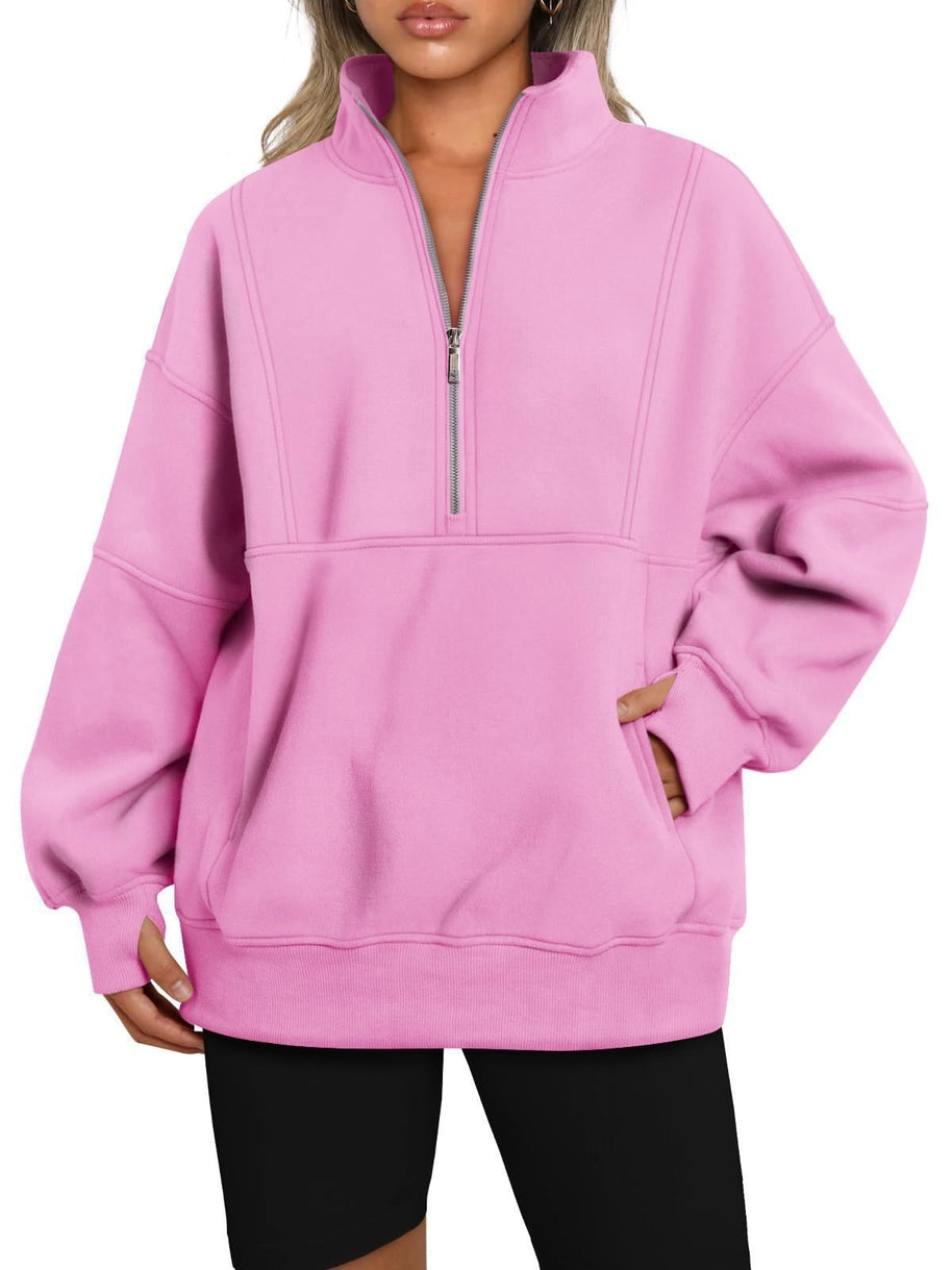 Damen Sportlicher Hoodie mit hohem Kragen und Reißverschluss WW