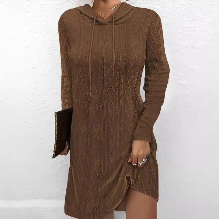 Damen Hoodie-Kleid mit Struktur und seitlichem Schlitz W&W Mode