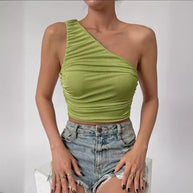 Damen Asymmetrisches Crop-Top mit Rüschendetails WW