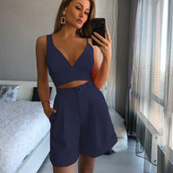WW | Stylisches Strapless-Top Hochtaillenkurze Hose Set