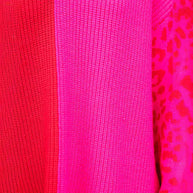 Damen farbenfroher Pullover im modischen Blockfarben-Design mit Leopardenmuster WW