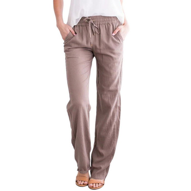 Damen bequeme Sommerhose mit elastischem Bund und praktischen Seitentaschen WW