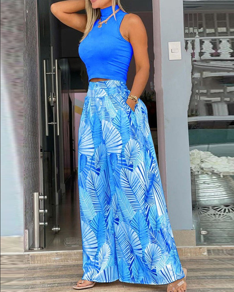 Damen Trendige weite Hose mit floralem Muster WW