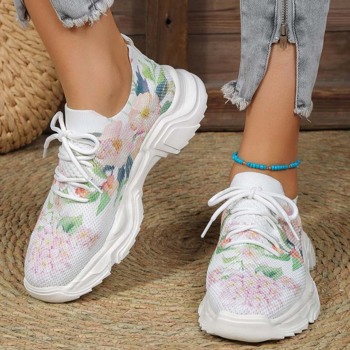 W&W Mode | Breite Sneaker Mit Blumenmuster Für Damen
