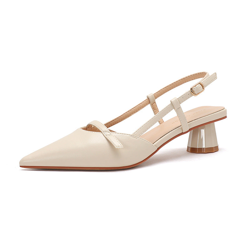 Damen Spitzeschuh Slingback-Absätze mit transparentem klobigen Blockabsatz WW