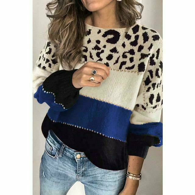 W&W Mode | Patchwork-Pullover Mit Leoparden-Print