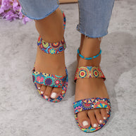 Damen bequeme Zehentrenner-Pantoletten mit breitem Riemendesign und rutschfester Sohle WW