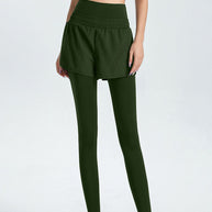 Damen Sportliche Leggings mit integriertem kurzer Shorts WW