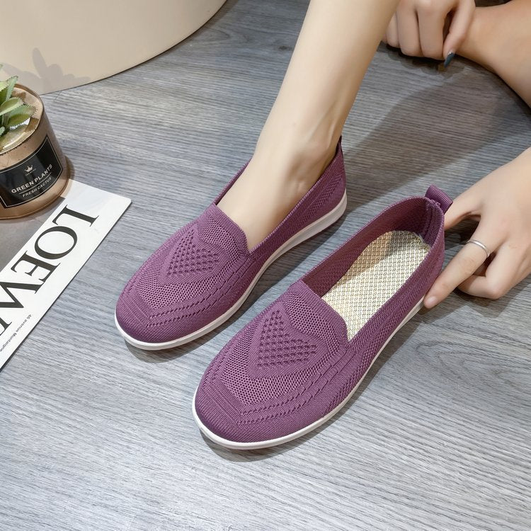 Damen bequeme Slip-On Sneakers mit atmungsaktiver Strick-Oberfläche W&W
