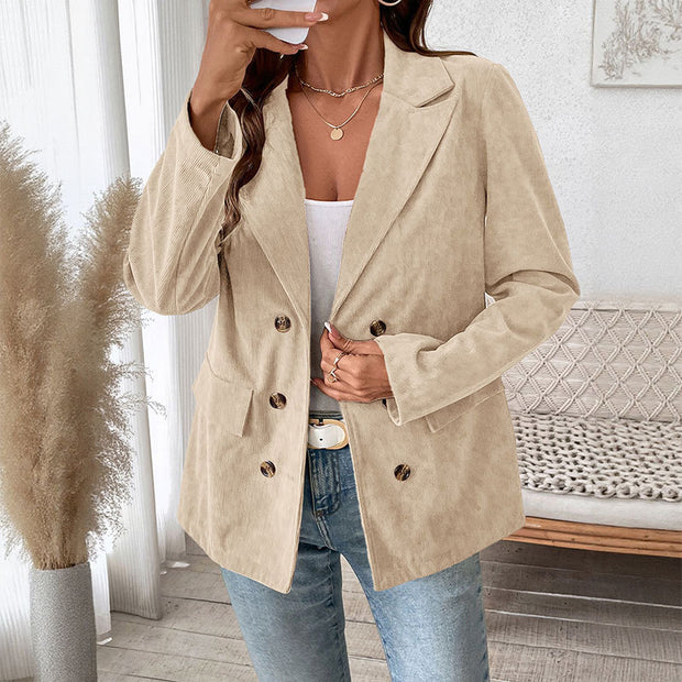 Damen samtiger Blazer mit doppelter Knopfleiste und elegantem Schnitt WW