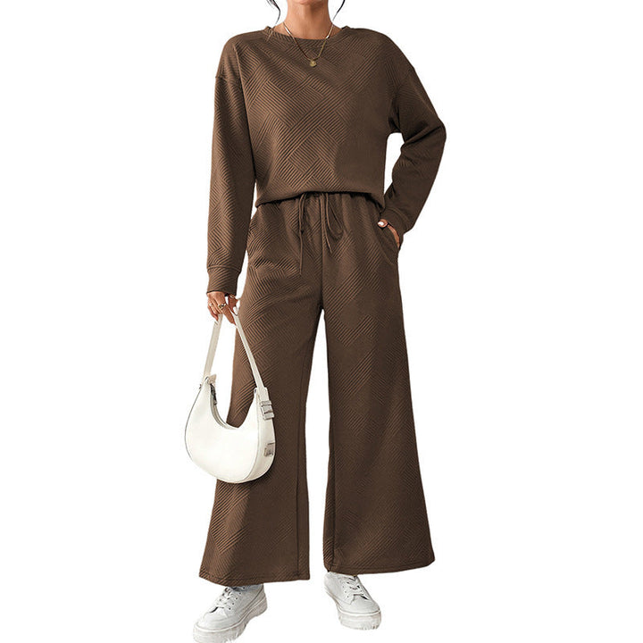 Damen gemütliches Lounge-Set mit strukturiertem Muster W&W Mode