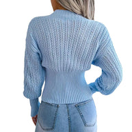Damen Strickpullover mit tiefem V-Ausschnitt und strukturiertem Zopfmuster WW