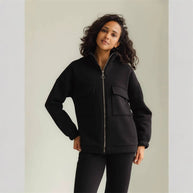 Damen bequeme Fleece-Jacke mit hohem Kragen und praktischen Taschen WW