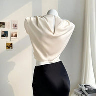 WW | Satin Faux Seide Kurzhemd Top