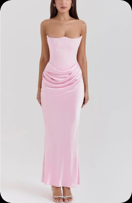 WW | Strapless Pink Satin Ballkleid