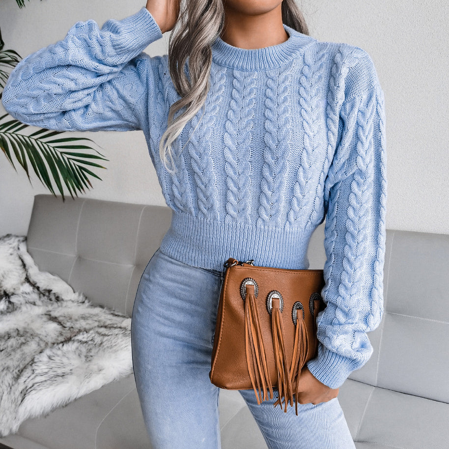 Damen Strickpullover mit strukturierter Zopfdesign und taillierter Silhouette WW