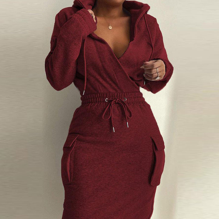Damen Kapuzenkleid mit lässigem Schnitt und praktischen Taschen W&W Mode
