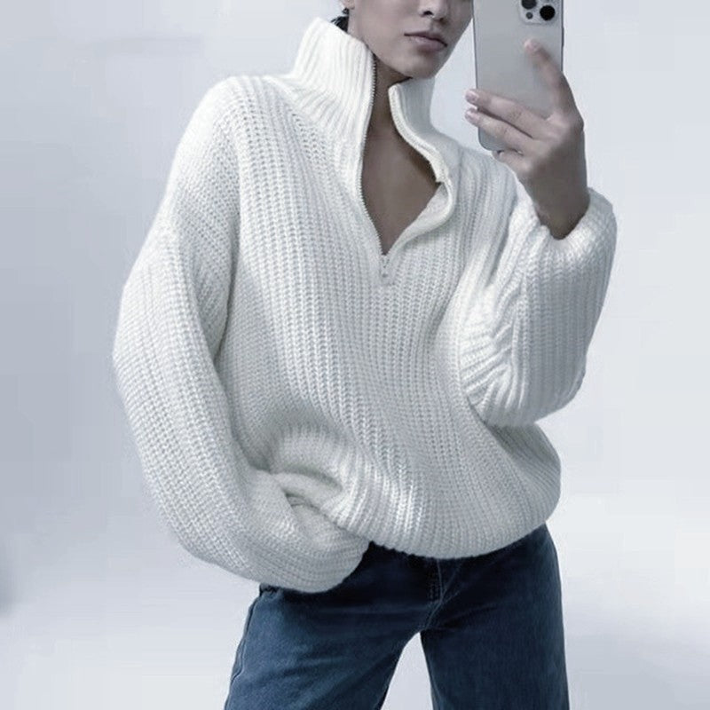 Damen Strickpullover mit Stehkragen WW