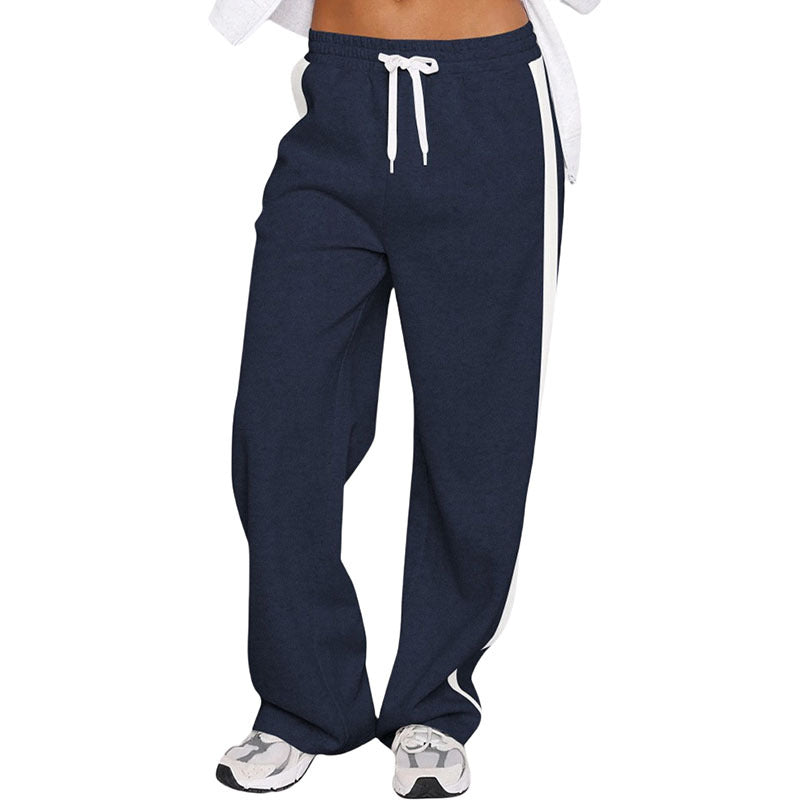 Damen lässige Freizeithose mit elastischem Bund und seitlichem Kontraststreifen WW
