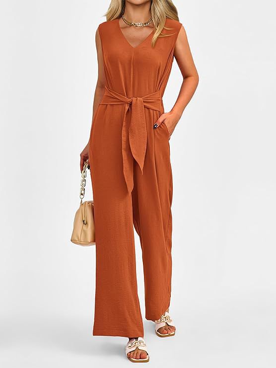 Damen eleganter Jumpsuit mit tailliertem Schnitt und weitem Bein WW