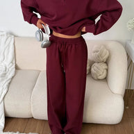Damen bequemer Poloshirt und lockere Hose Set WW