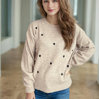 Damen Pullover mit verspieltem Herzdesign WW