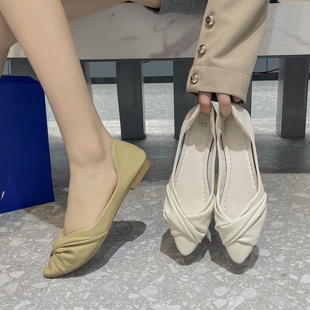 Damen Ballerinas mit eleganter Knoten-Details und rutschfester Sohle W&W