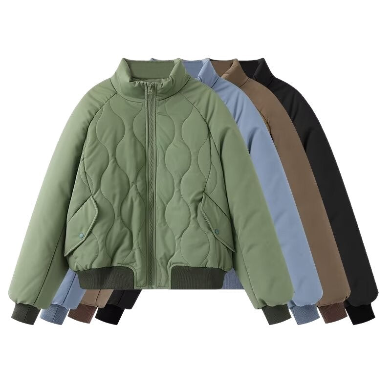 Damen Steppjacke im sportlichen Design mit hohem Kragen und elastischen Bündchen WW