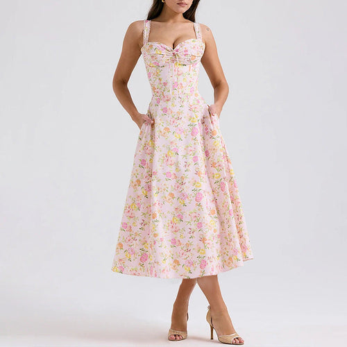 Damen Maxikleid mit floralem Design und raffiniertem Oberteil W&W Mode