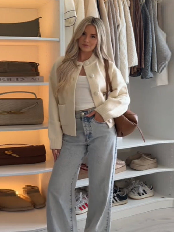 Damen Strickjacke mit übergroßem Schnitt und Knopfdetails WW
