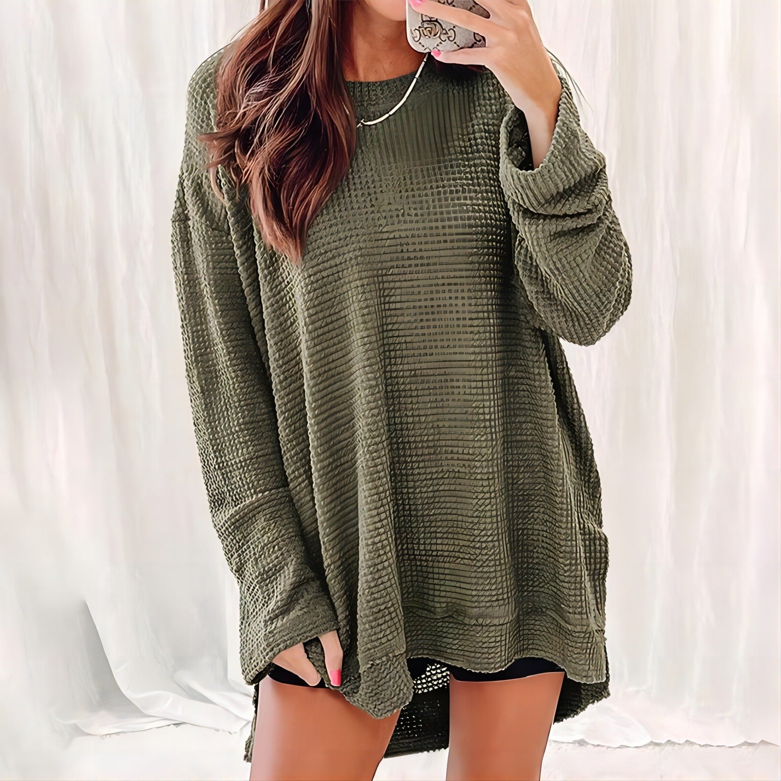 Damen Bequem Überdimensionierter Texturierter Pullover Sweater WW