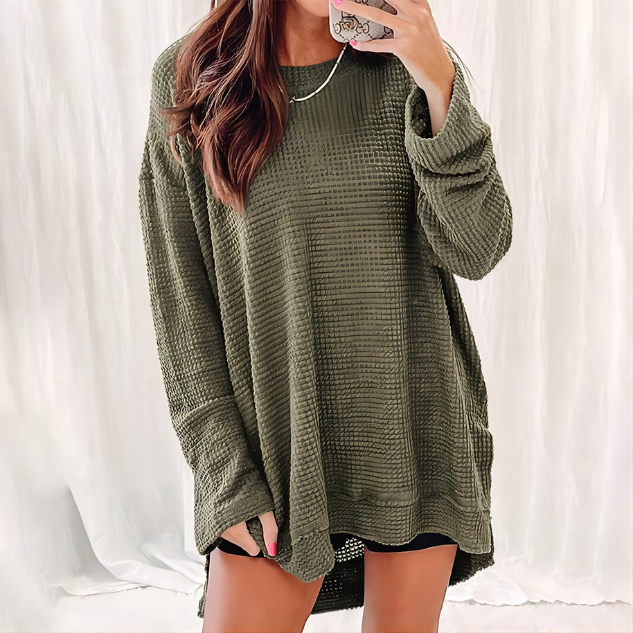 Damen Bequem Überdimensionierter Texturierter Pullover Sweater WW