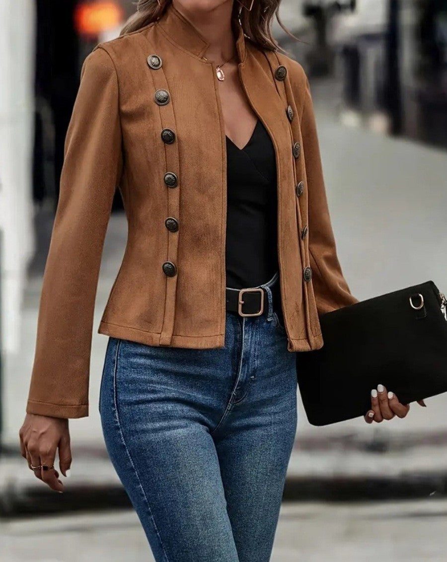 Damen romantischer Blazer mit einzigartigen Knopfdetaills WW