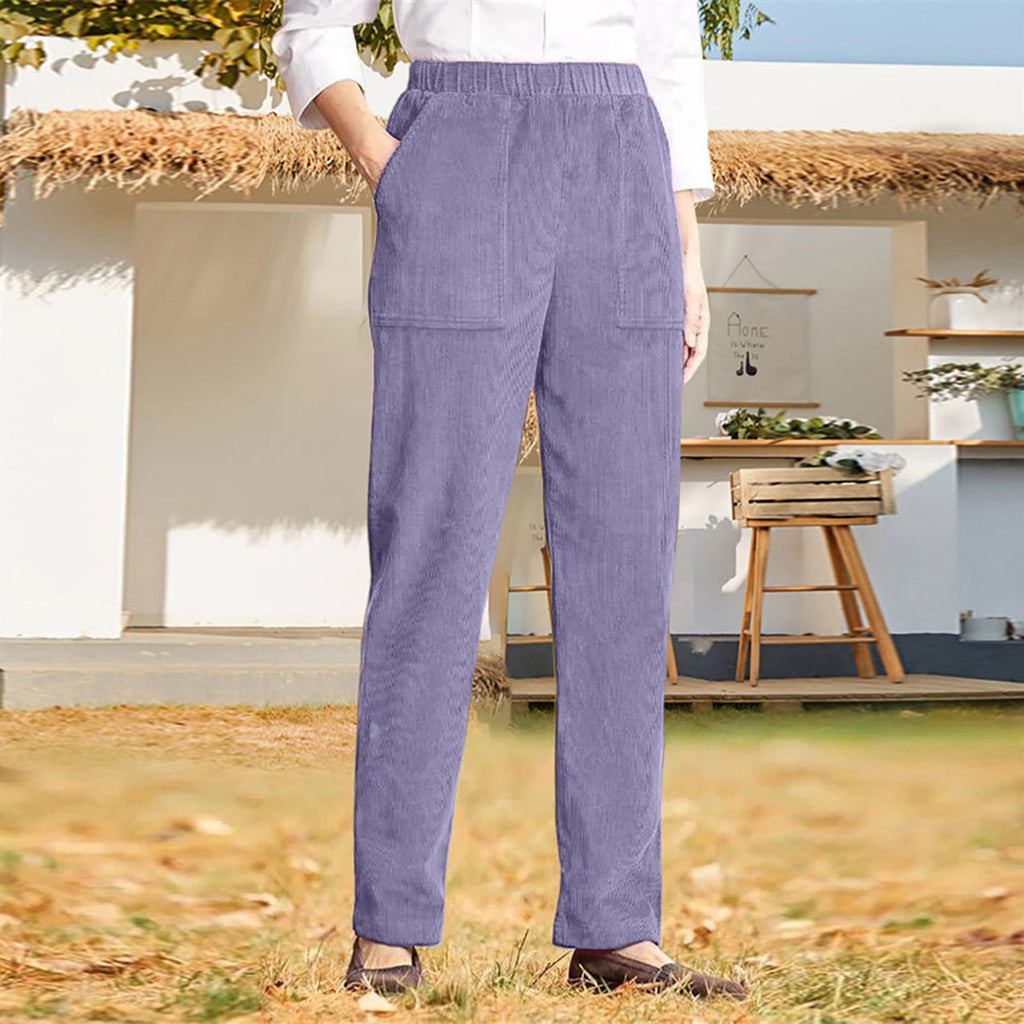 Damen lässige Cargo-Hose mit elastischem Bund und praktischen Taschen WW